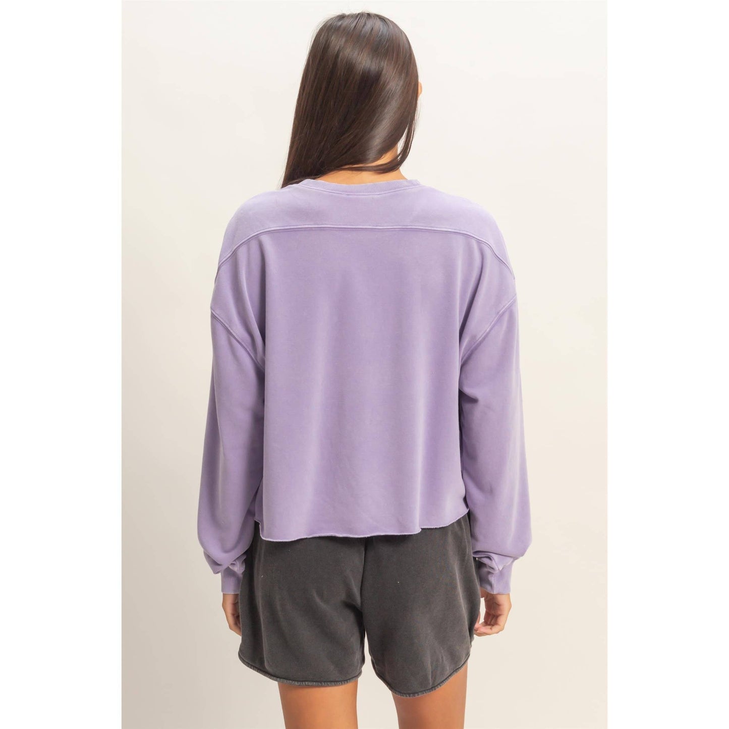 Cropped Mineral Wash Sweatshirt- 2 colors