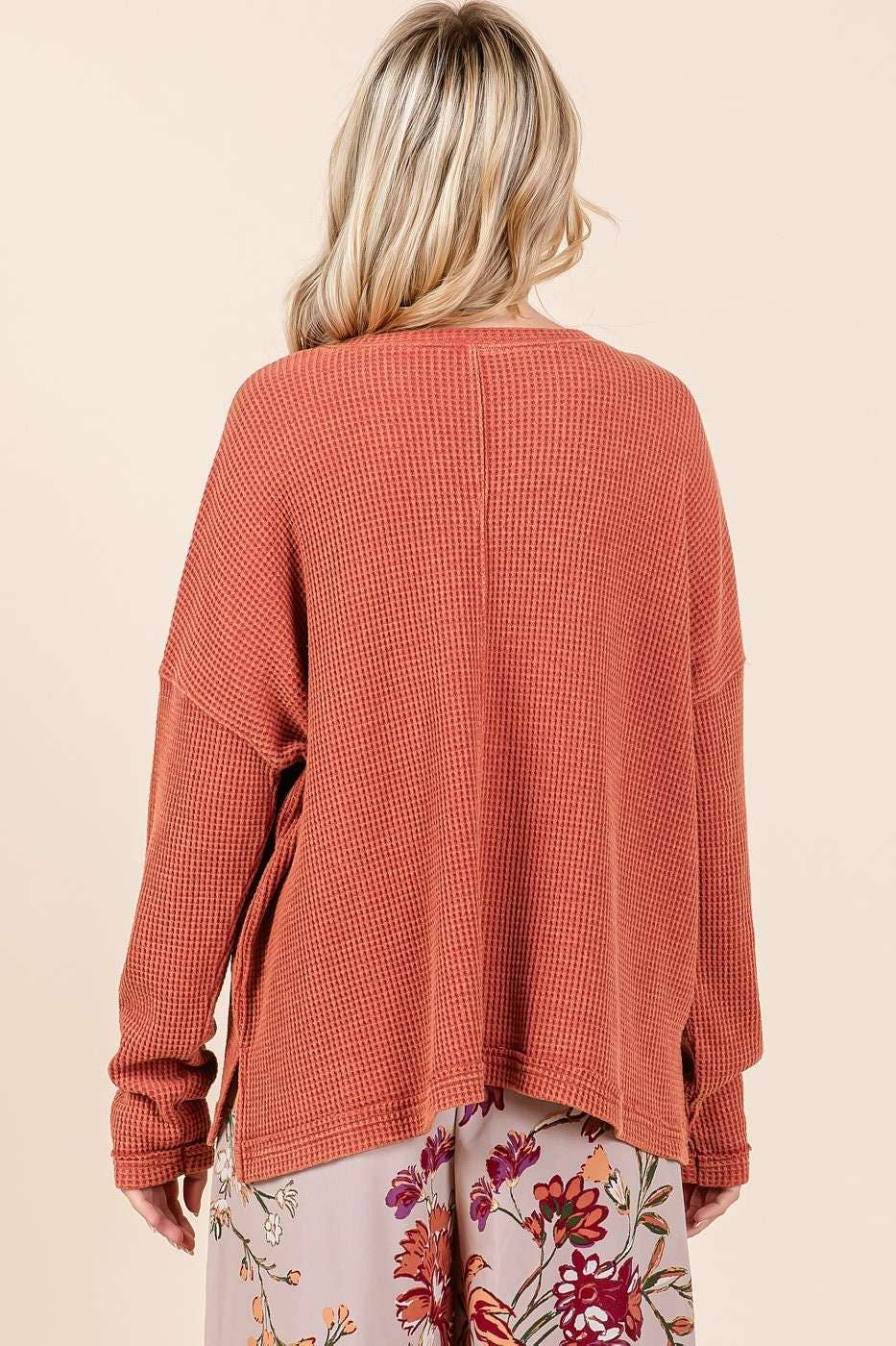 Rust Mineral Wash Waffle Top