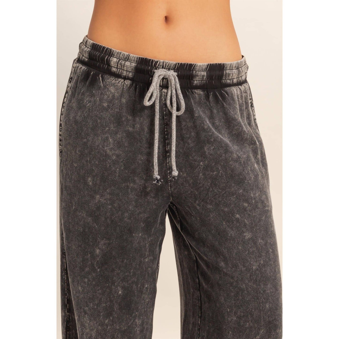 Mineral Wash Drawstring Wide Leg Pants