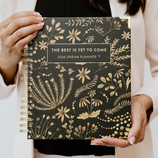 2026 Large Golden Floral Dream Planner - Timestamp Layout