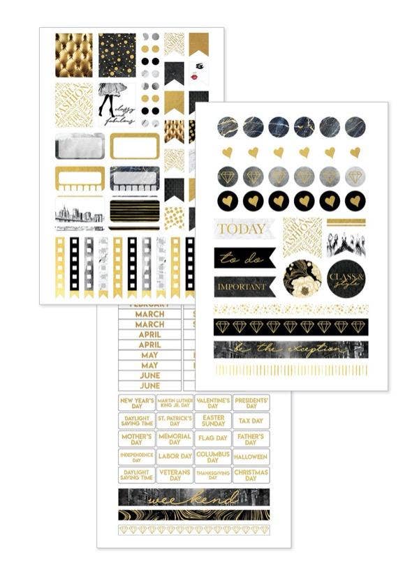 Black & Gold Mini 12 Month Undated Planner