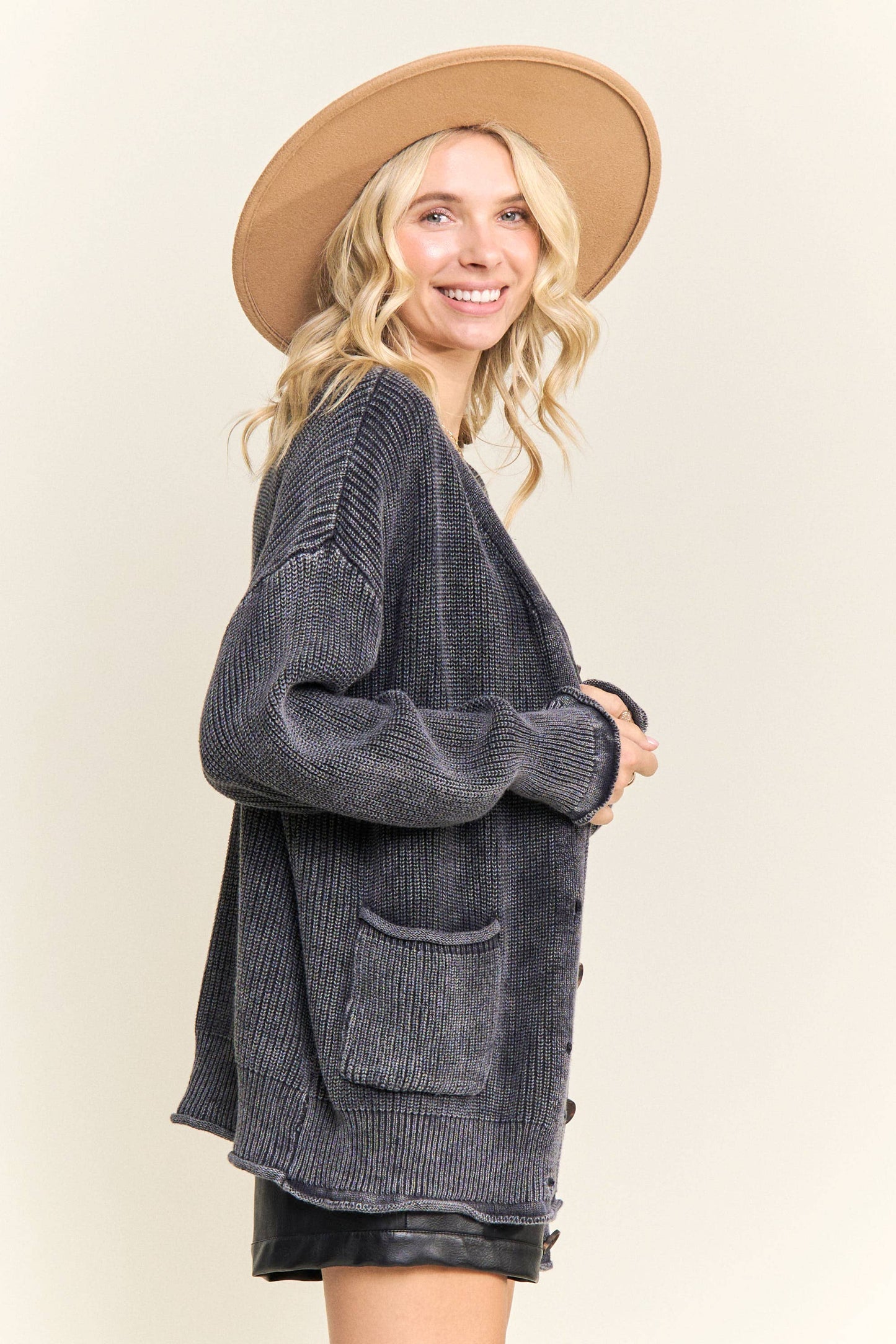 Ribbed Button Up Cardigan